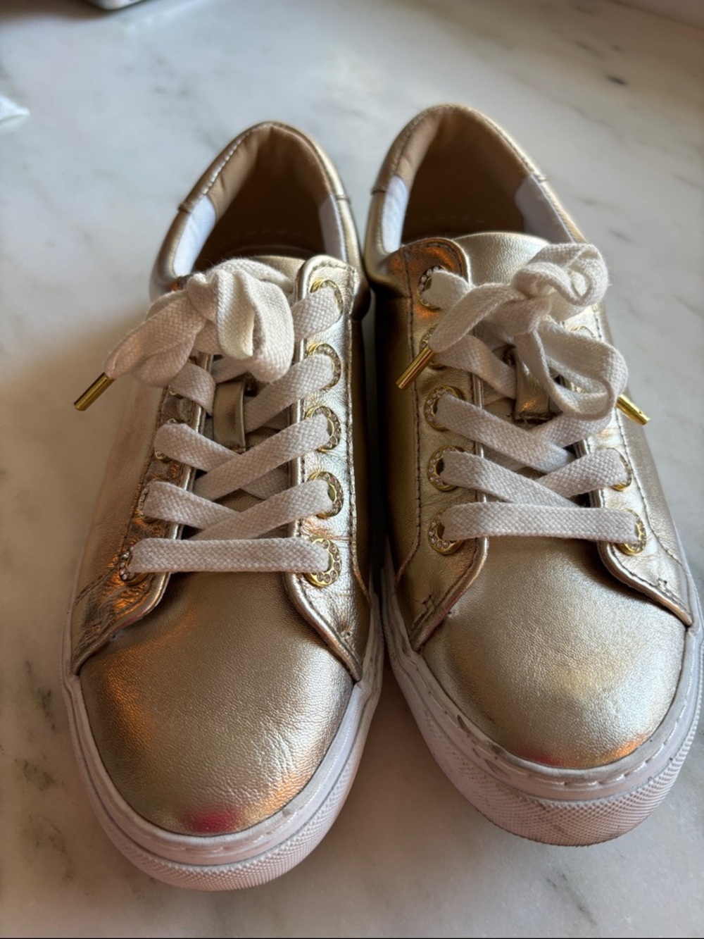 Lilly Pulitzer Gold Leather Hallie Sneakers 7